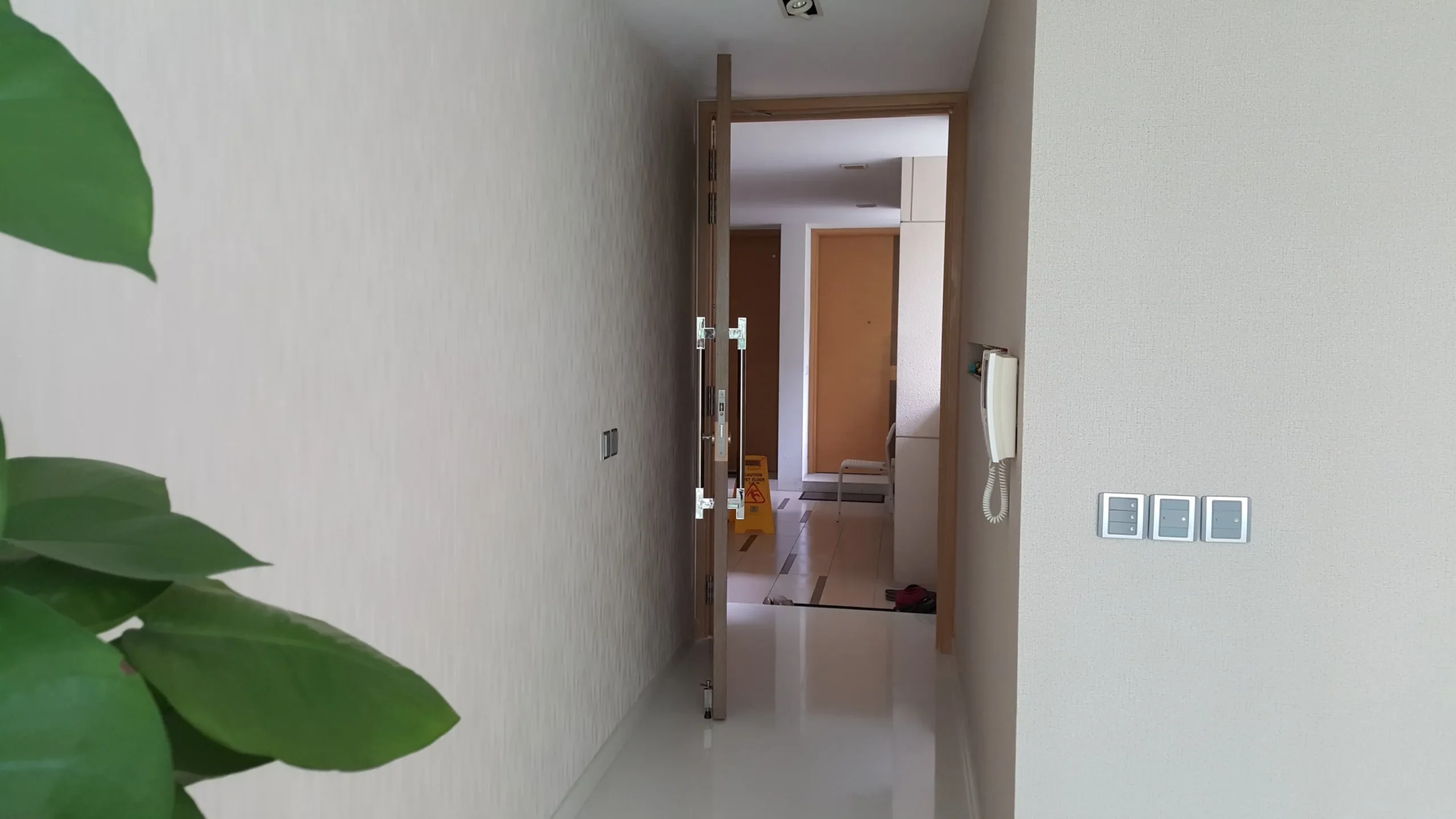 apartment hallway plain wall