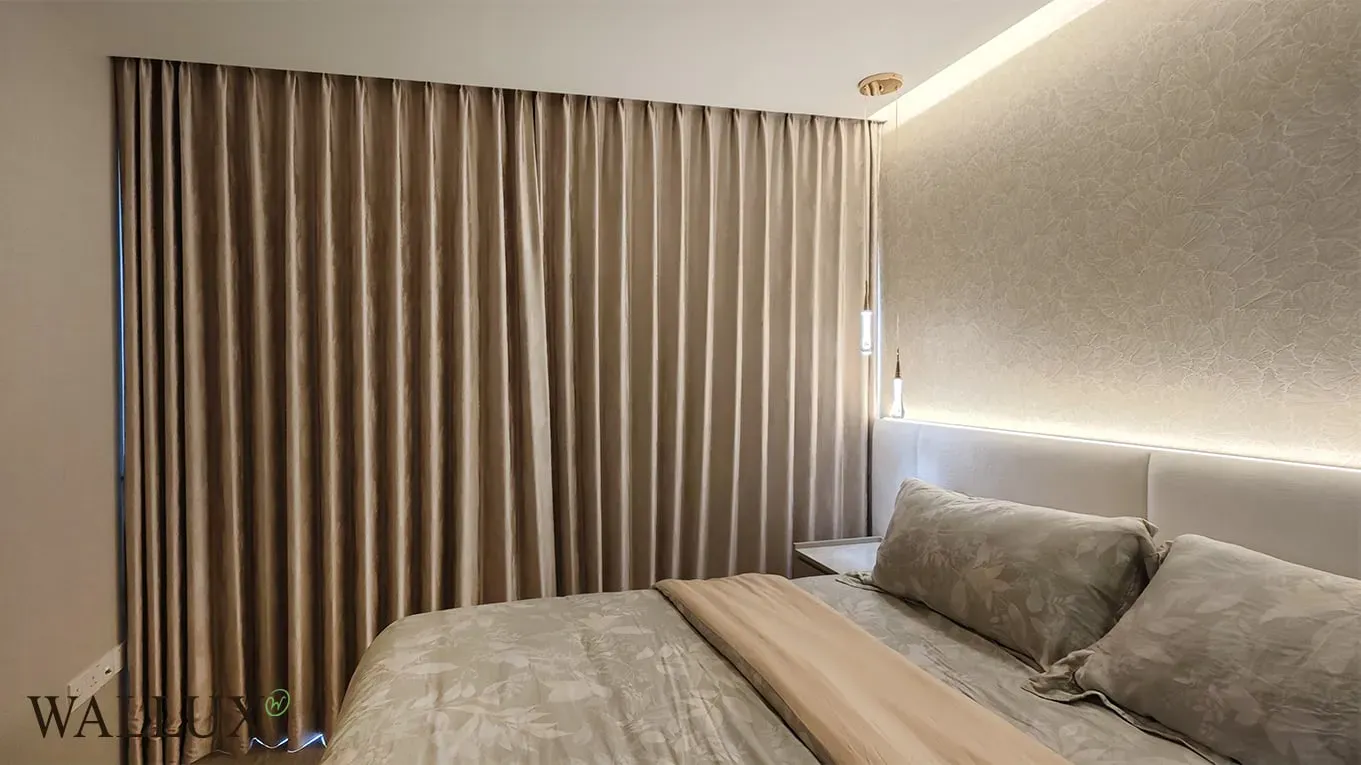 blackout curtains memory shaping tan bedroom 1