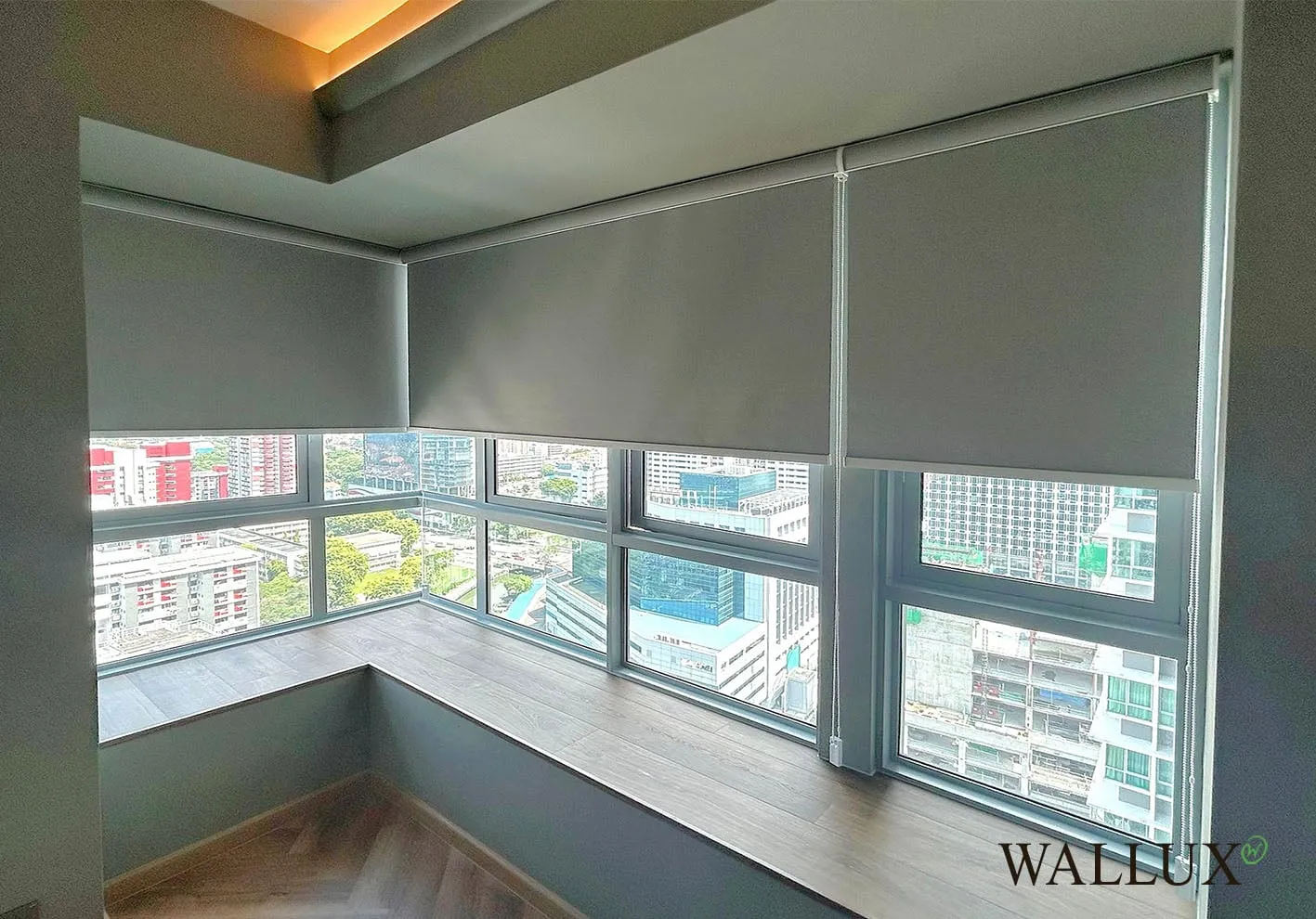 blackout roller blinds l shape window 2
