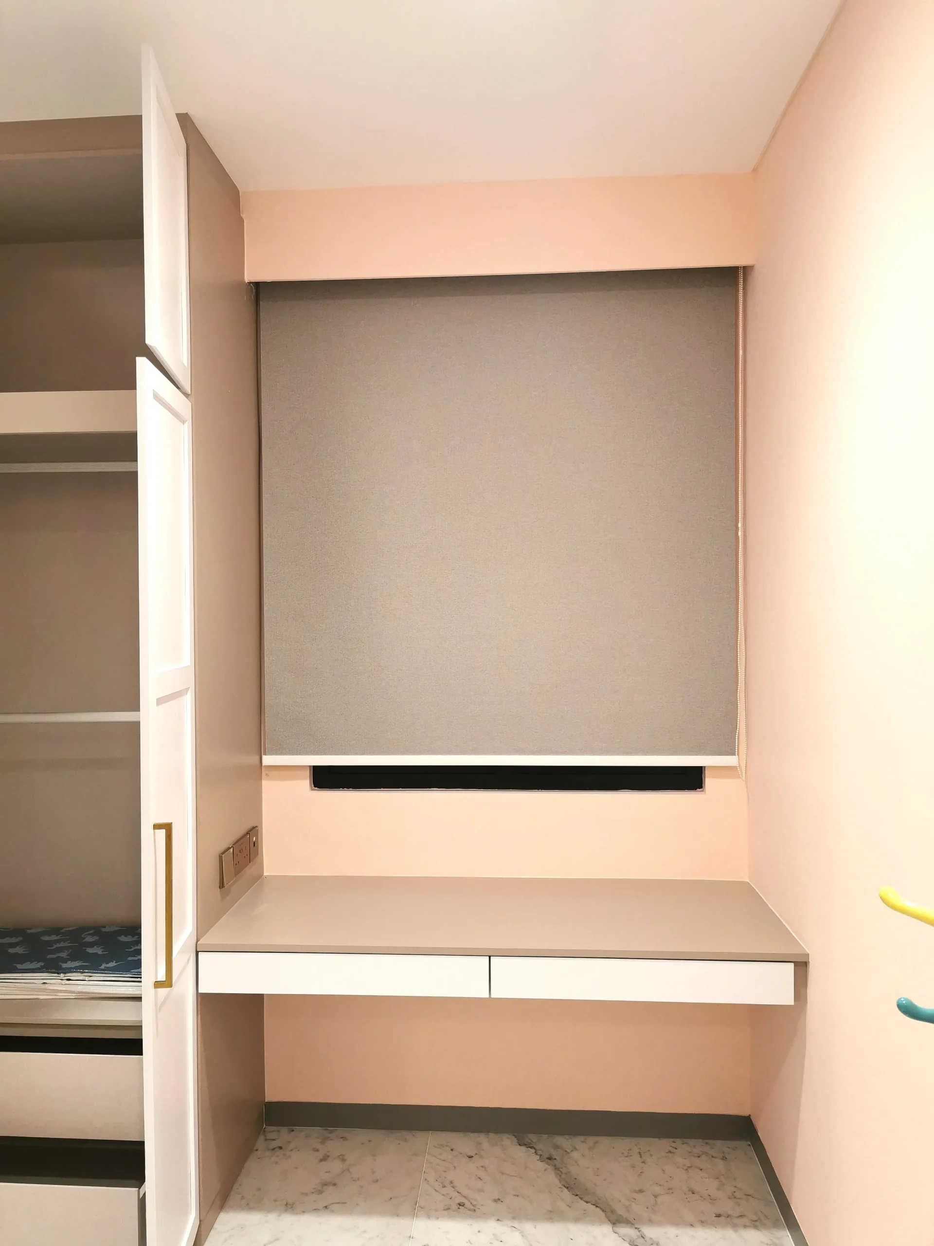 blackout roller blinds study nook