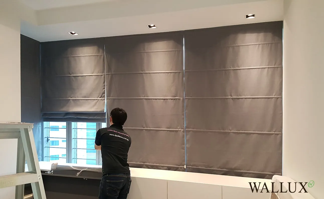 blackout roman blinds condo installation