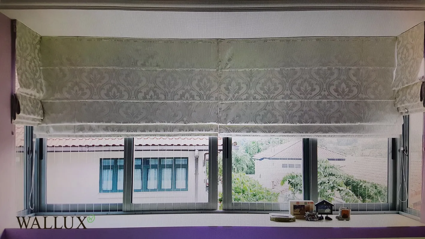 blackout roman blinds damask pattern
