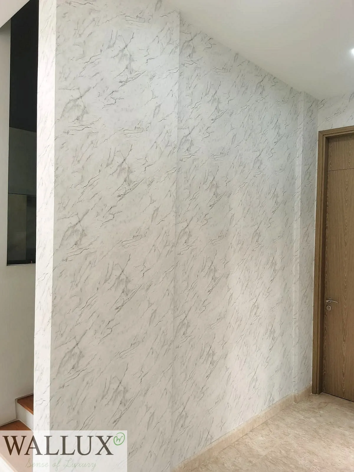 marble pattern wallpaper hallway