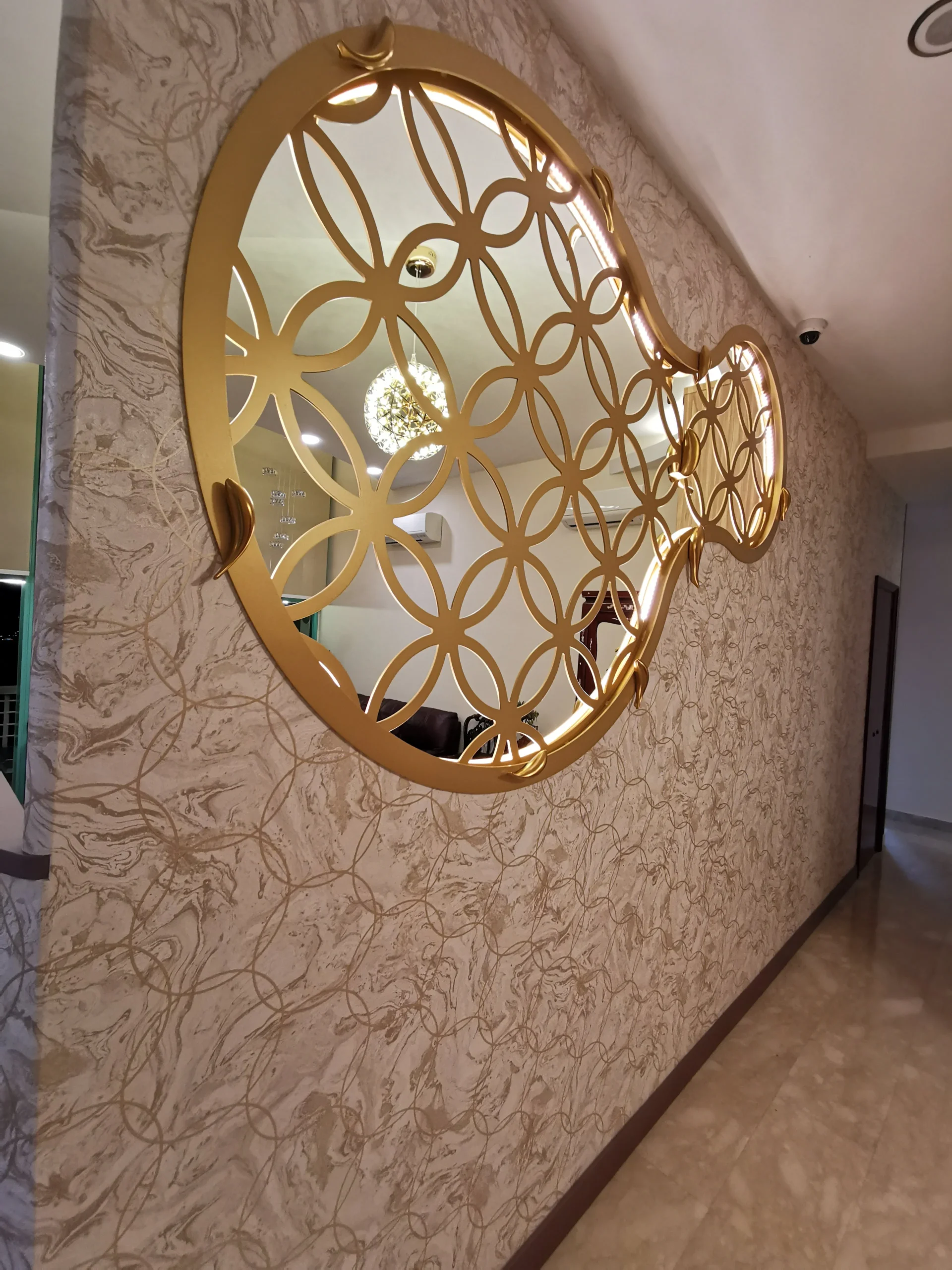 marble wallpaper condo living room 06