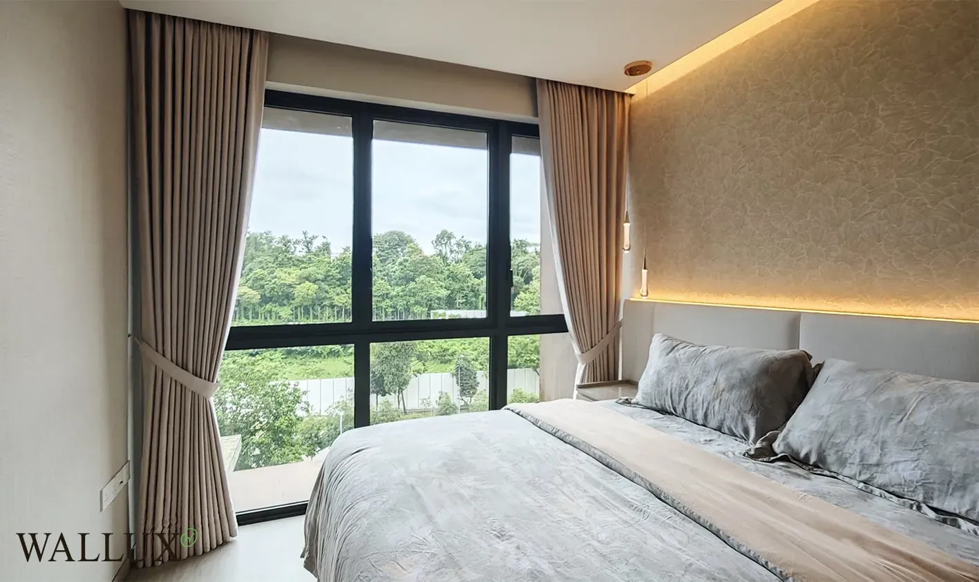 night curtains memory shaping taupe bedroom 1
