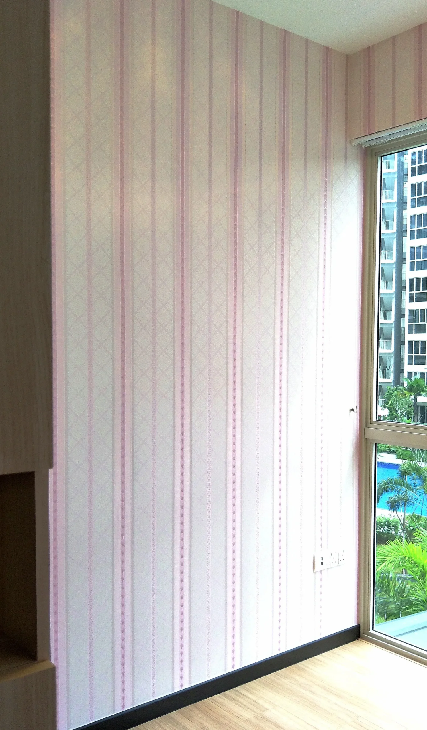 striped pink wallpaper room