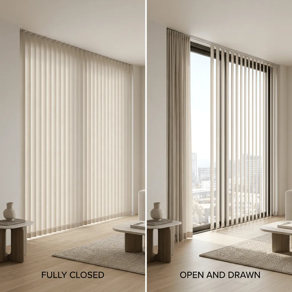 uni slat curtains open close